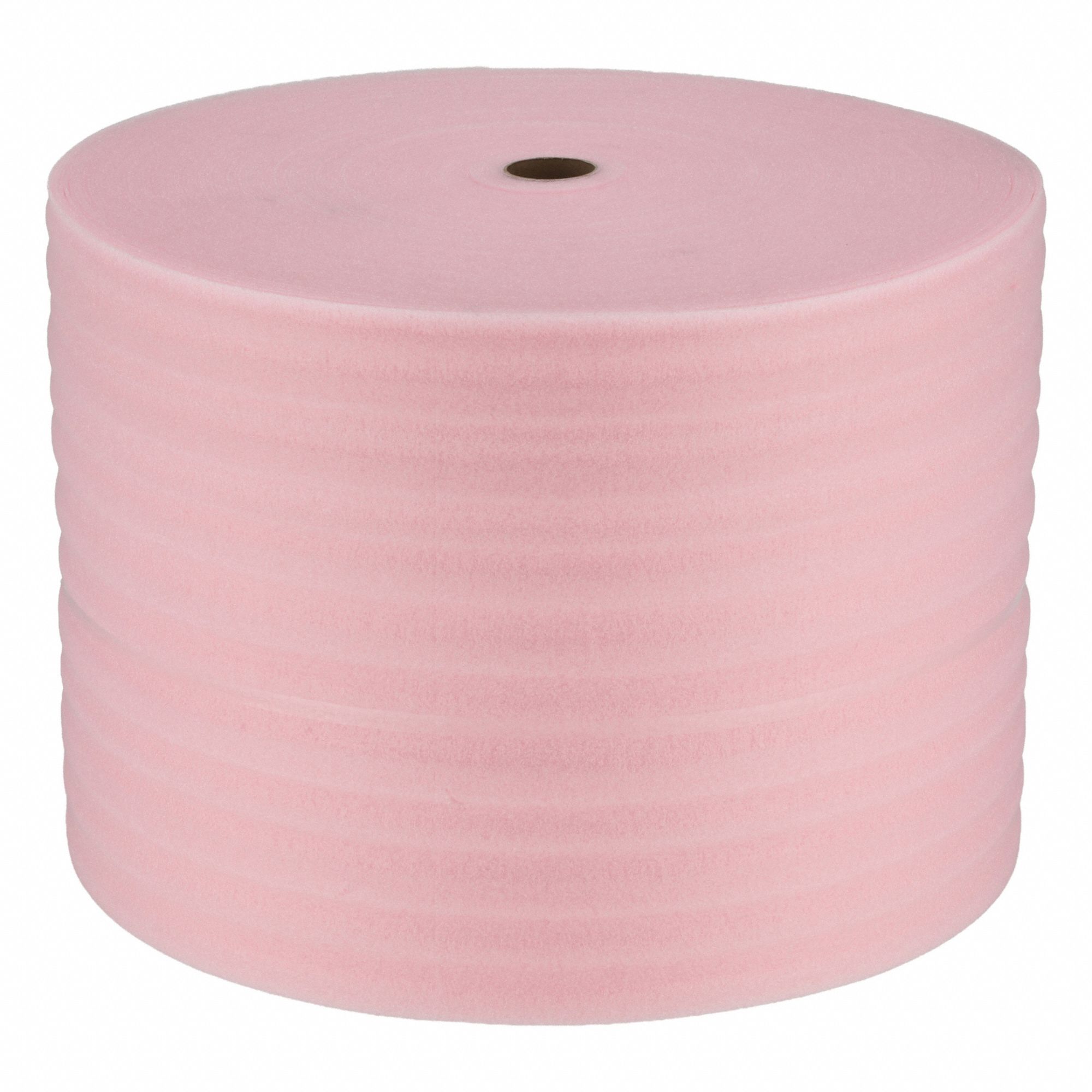 Packing Foam Roll: 1/8 in Foam Thick, 24 in Roll Wd, 550 ft Roll Lg, Pink, 3 Rolls per Bundle