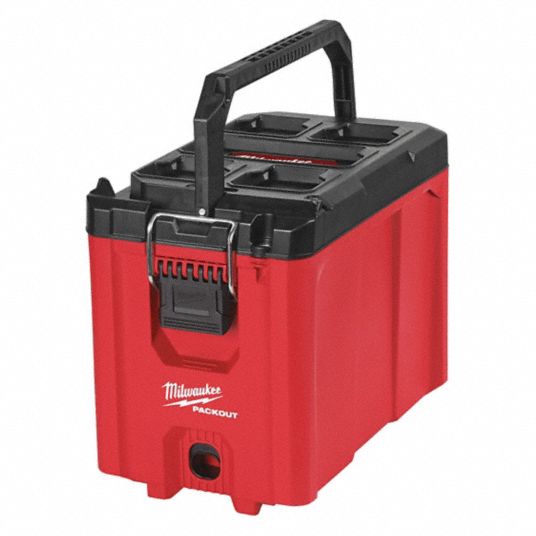 Empty Tool Box with Removable Compartment and Double Lock Storage Box  (36x16x18cm Red) 