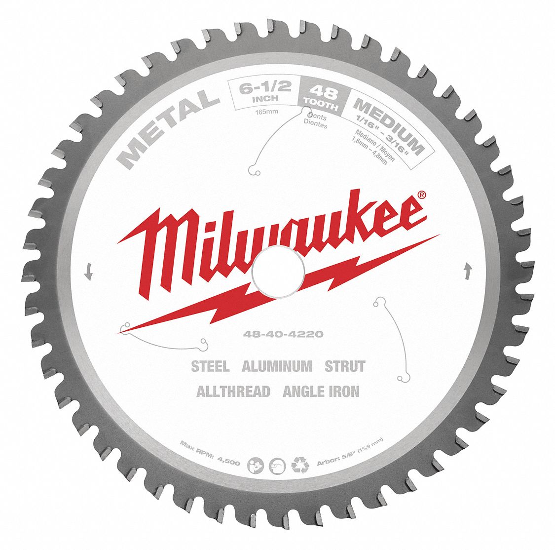 MILWAUKEE Circular Saw Blade, Ferrous Metals, NonFerrous Metals