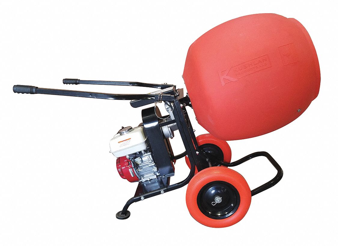 Wheelbarrow Mixer: 6 cu ft Size, 5 1/2 hp HP, Loncin Gas, Polyethylene