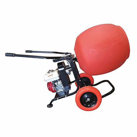 Wheelbarrow Mixer: 6 cu ft Size, 5 1/2 hp HP, Loncin Gas, Polyethylene