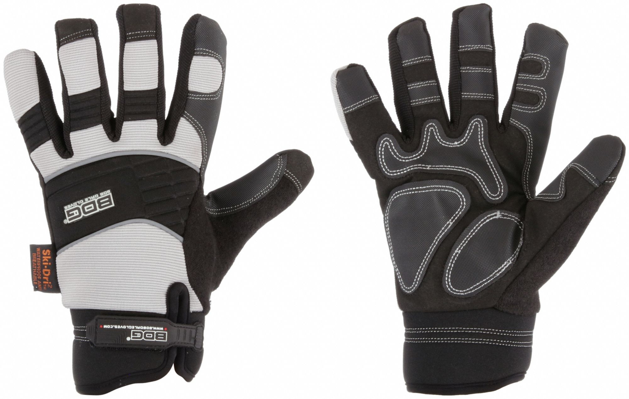 WINTER GLOVES, HEAVY-DUTY, SIZE LARGE/9, GREY/BLACK, RUBBER/SYNTHETIC LEATHER/NEOPRENE