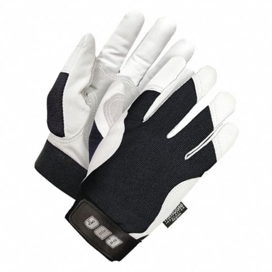 White/Black Goatskin Mechanics Work Gloves