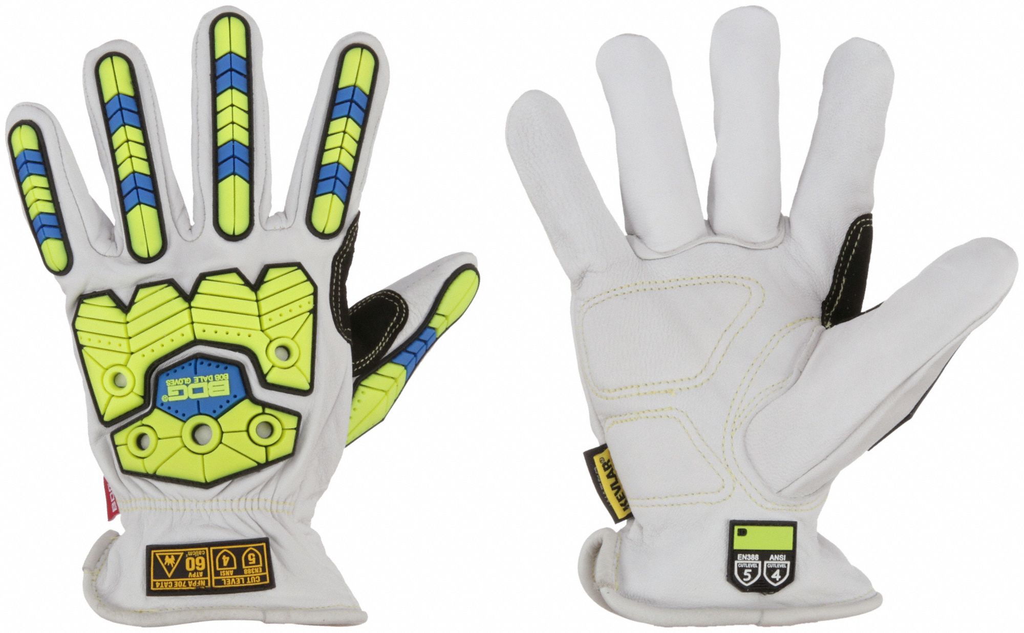 GANTS,DOUBLÉS,NIV DE COUPE ANSI A5/PRFN 4/CHOC 2/CHAL 500  ° F,PT,PEAU CHVR,1 PR/PQ