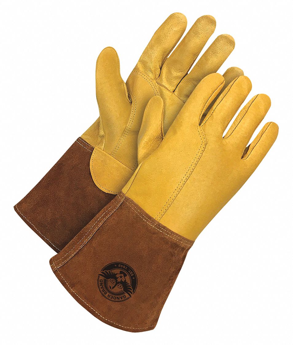 WELDING GLOVES, MIG/TIG, SMALL/7, YELLOW, COWHIDE/KEVLAR, PAIR