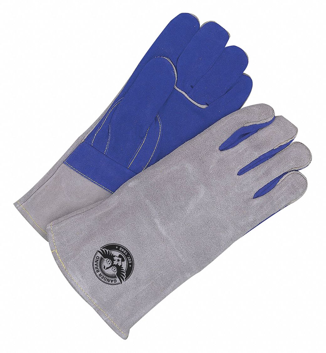 WELDING GLOVES W BACK LINING/THUMB STRAP, LG, BLUE, SPLIT COWHIDE/KEVLAR, PAIR