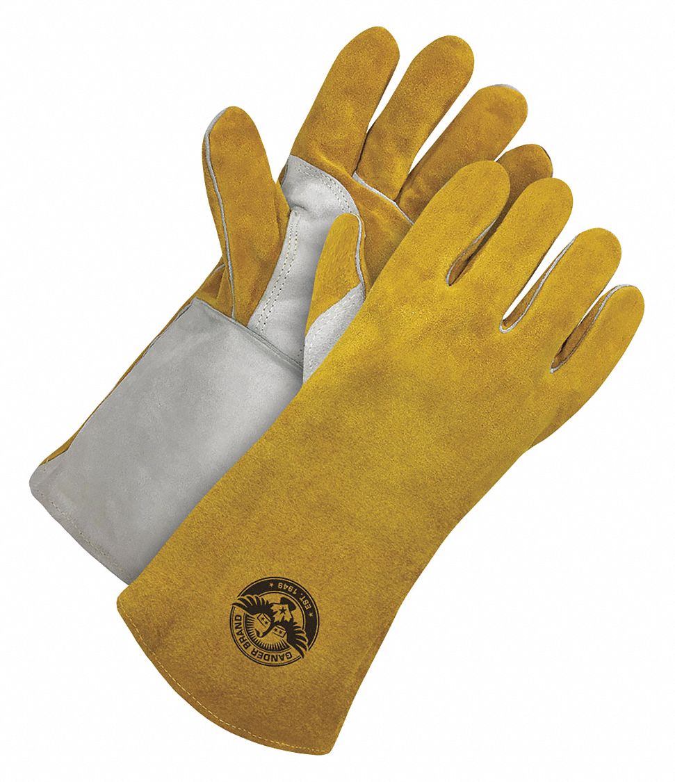 COTTON/FOAM-LINED WELDING GLOVES, STICK/MIG/TIG, LG/9, BEIGE, COWHIDE/KEVLAR, PAIR