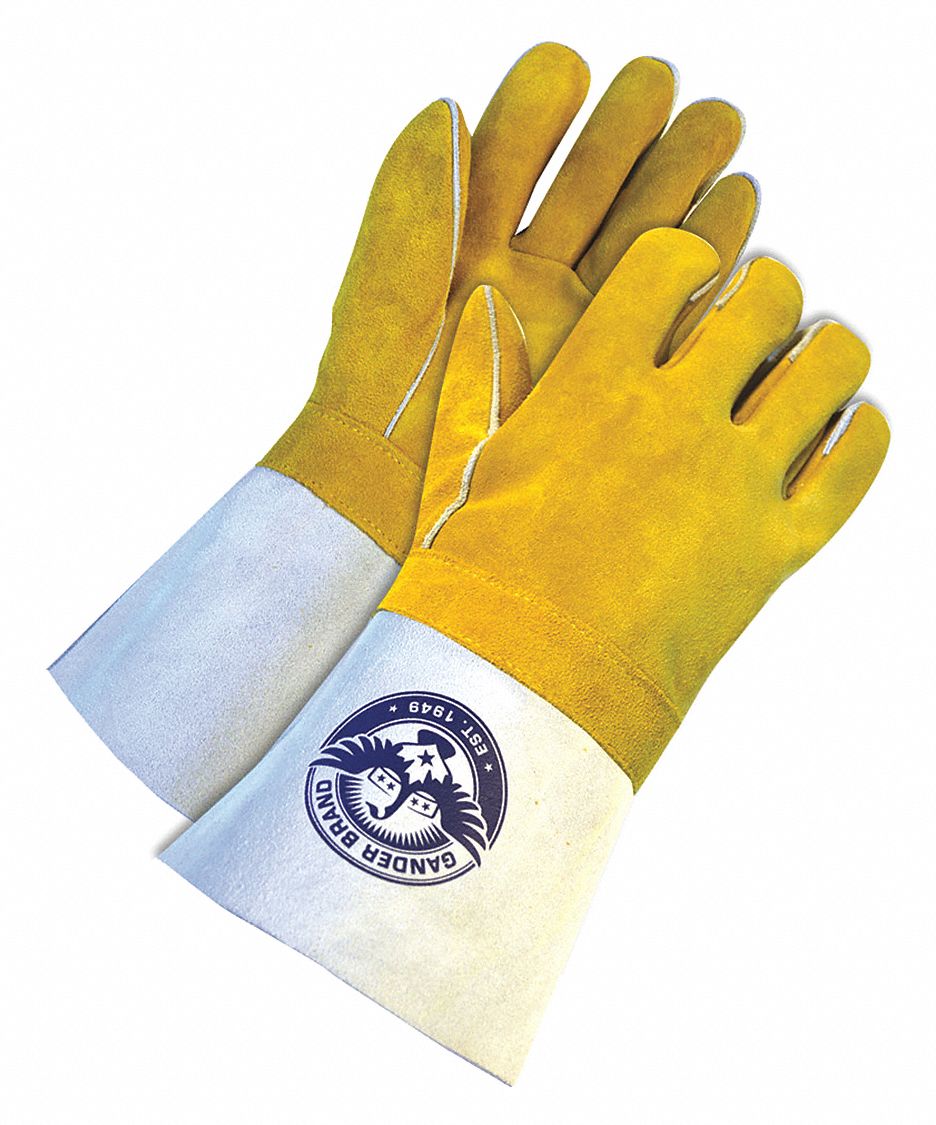 Welding Gloves: Straight Thumb, Gauntlet Cuff, Premium, BDG Gander Brand 64-1-888KV, 1 PR