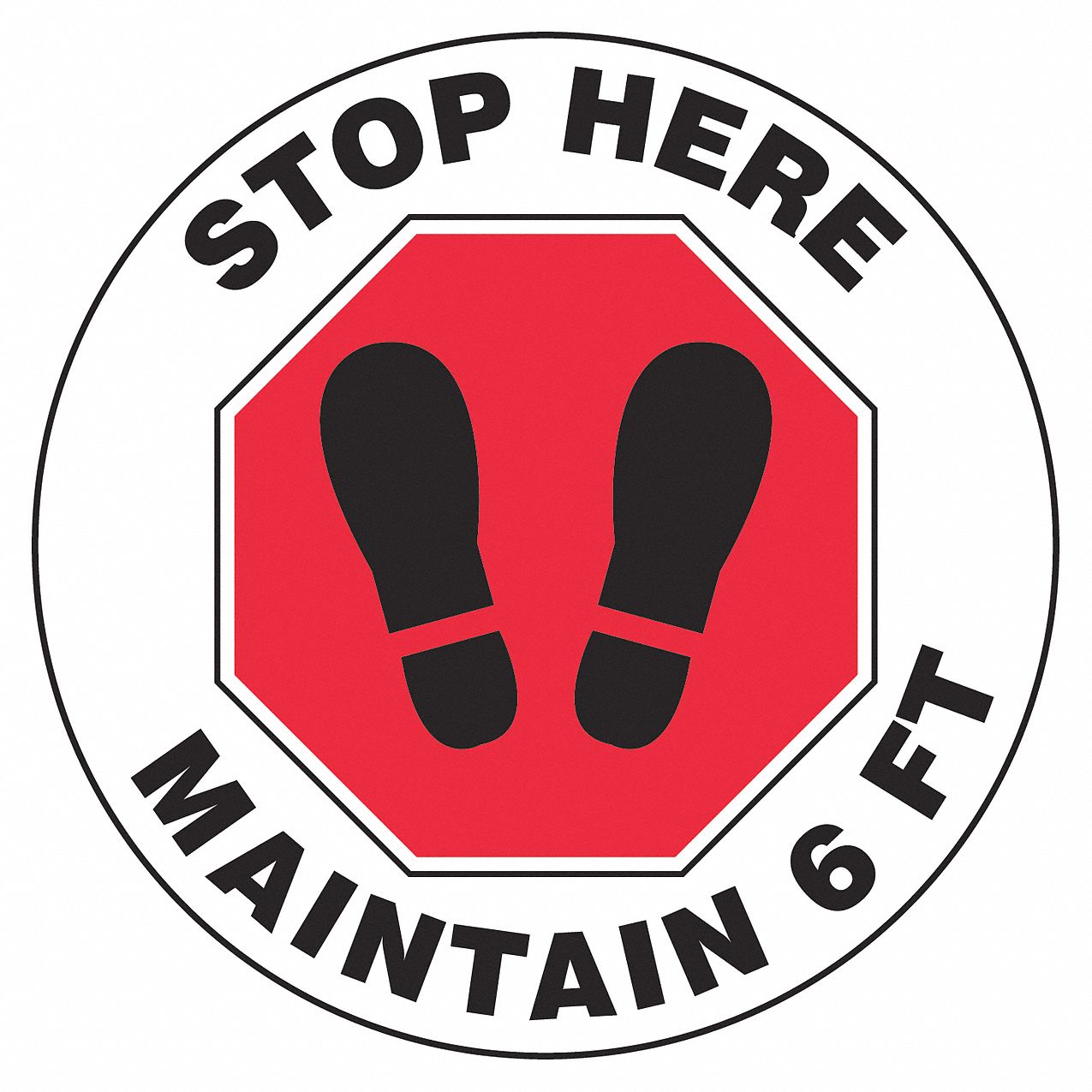 Floor Sign: 12 in x 12 in Nominal Sign Size, Vinyl, White, Not Retroreflective