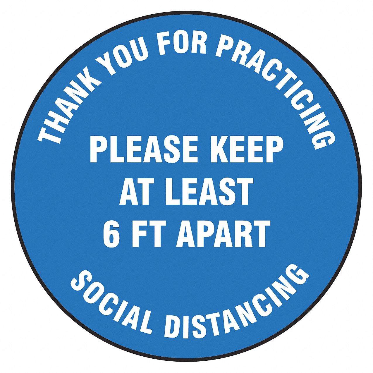 Floor Sign: 12 in x 12 in Nominal Sign Size, Vinyl, Blue, Not Retroreflective