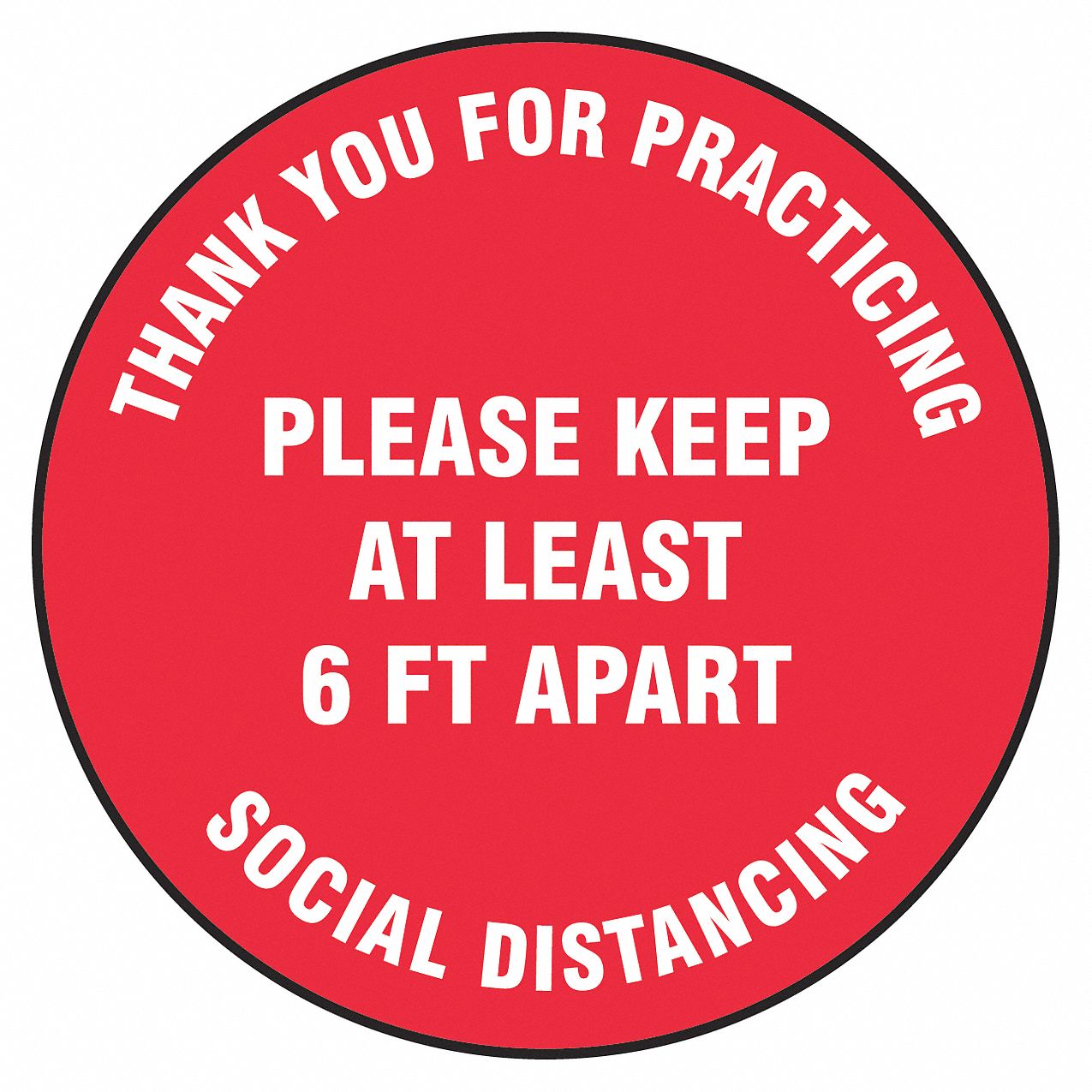 Floor Sign: 12 in x 12 in Nominal Sign Size, Vinyl, Red, Not Retroreflective
