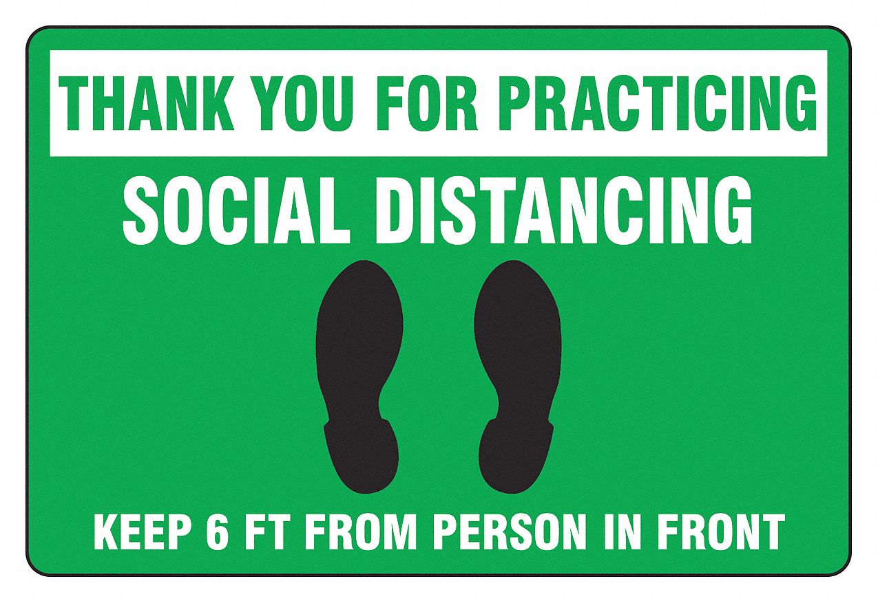 Floor Sign: 12 in x 18 in Nominal Sign Size, Vinyl, Green, Not Retroreflective