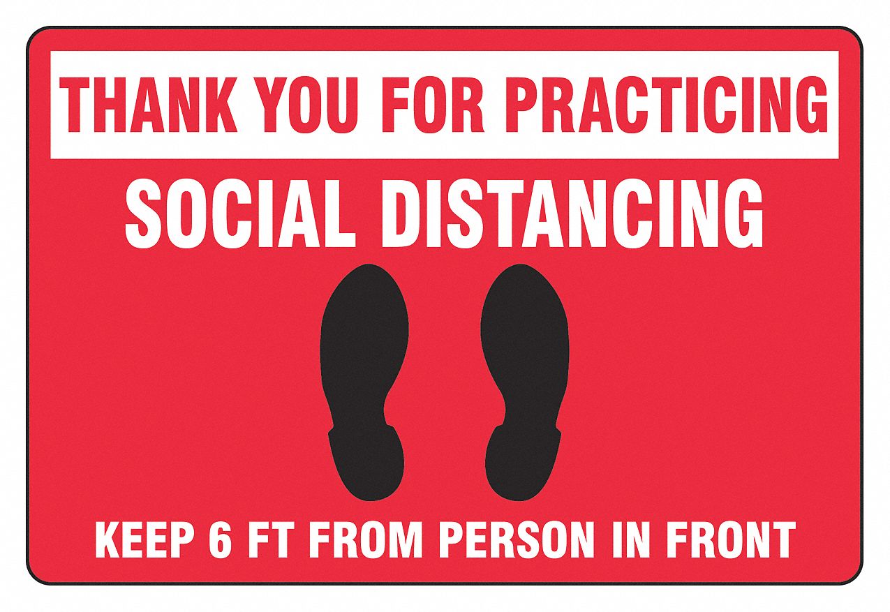 Floor Sign: 12 in x 18 in Nominal Sign Size, Vinyl, Red, Not Retroreflective