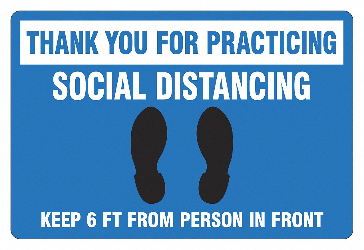 Floor Sign: 12 in x 18 in Nominal Sign Size, Vinyl, Blue, Not Retroreflective