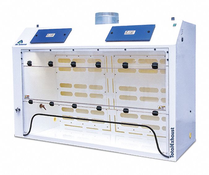 Fume Hood: 6 ft Overall Wd, Work Surface Included Yes, 28 in Overall Dp, White, 120V AC