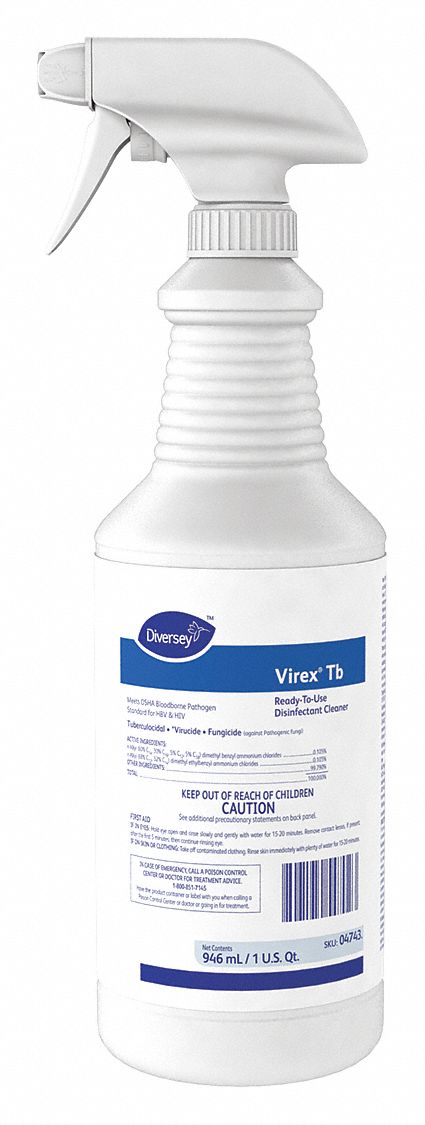 Disinfectant Cleaner: Trigger Spray Bottle, Ready to Use, Liquid, Alcohol, Lemon, 12 PK