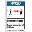 Spanish - Notice - Social Distancing - Maintain About 6 Ft. (2m) Distance Sign