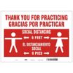 Bilingual Spanish - Stand Here - Thank You For Practicing Social Distancing Sign