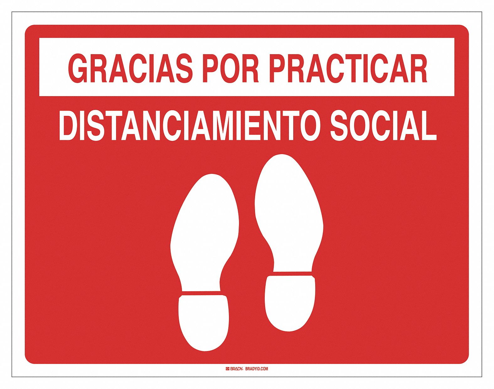Covid 19 Sign 14X18, Spanish Social Dist: 14 in x 18 in Nominal Sign Size, Vinyl, Red, 14 in Ht