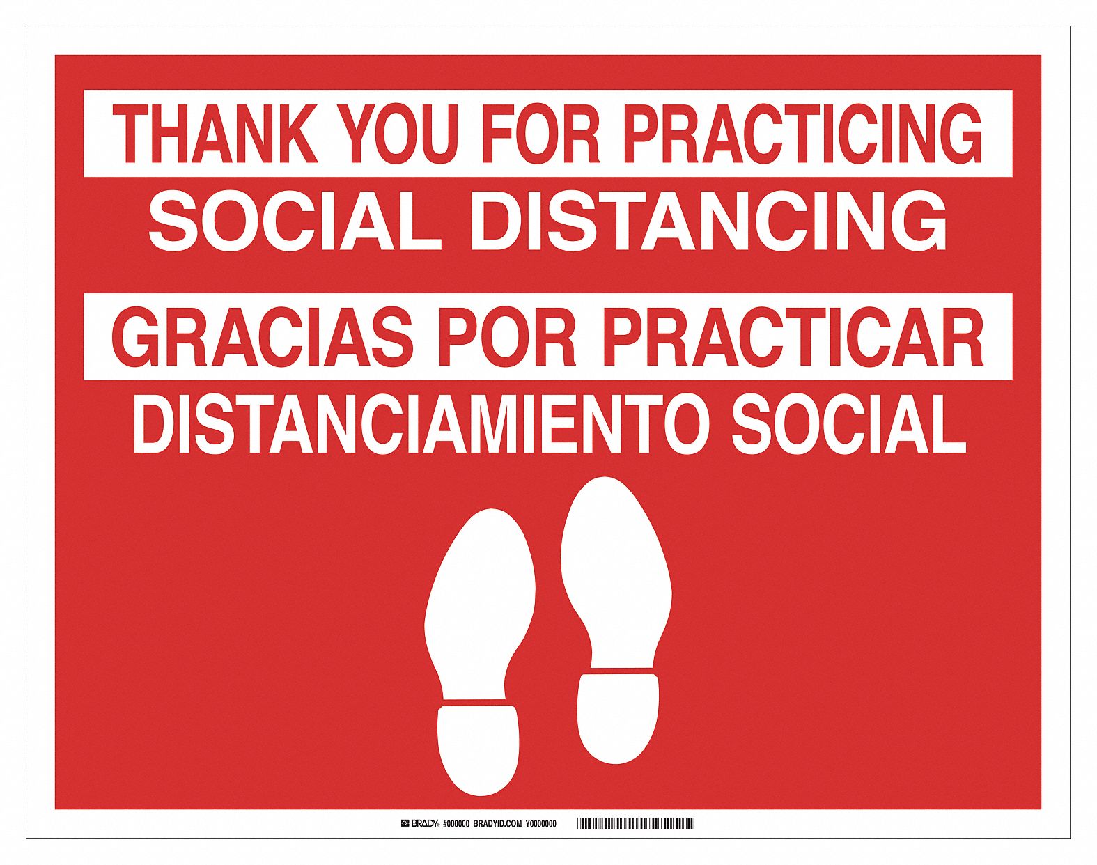 Covid 19 Sign B819, 14X18, Eng/Span Soci: 14 in x 18 in Nominal Sign Size, Vinyl, Red, 14 in Ht