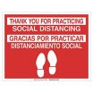 Bilingual Spanish - Thank You For Practicing Social Distancing Floor Sign