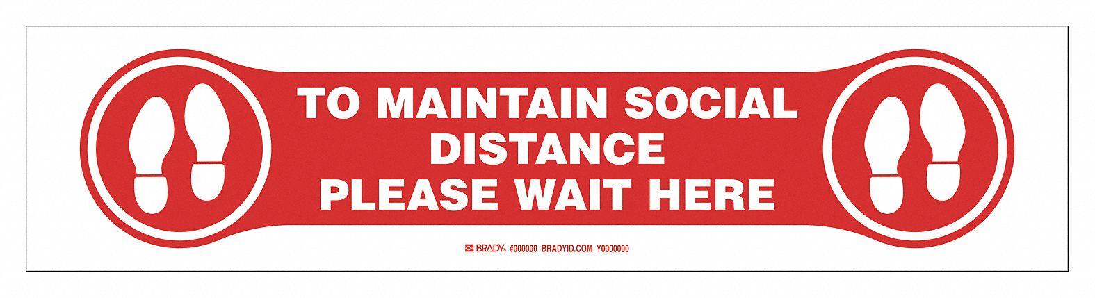 Covid 19 Sign B819 4X17" RD Black Pls Wa: 4 in x 17 in Nominal Sign Size, Polyester, White