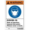 Warning - COVID-19 Risk Of Infection Beyond This Point - Please Wear A Mask Sign