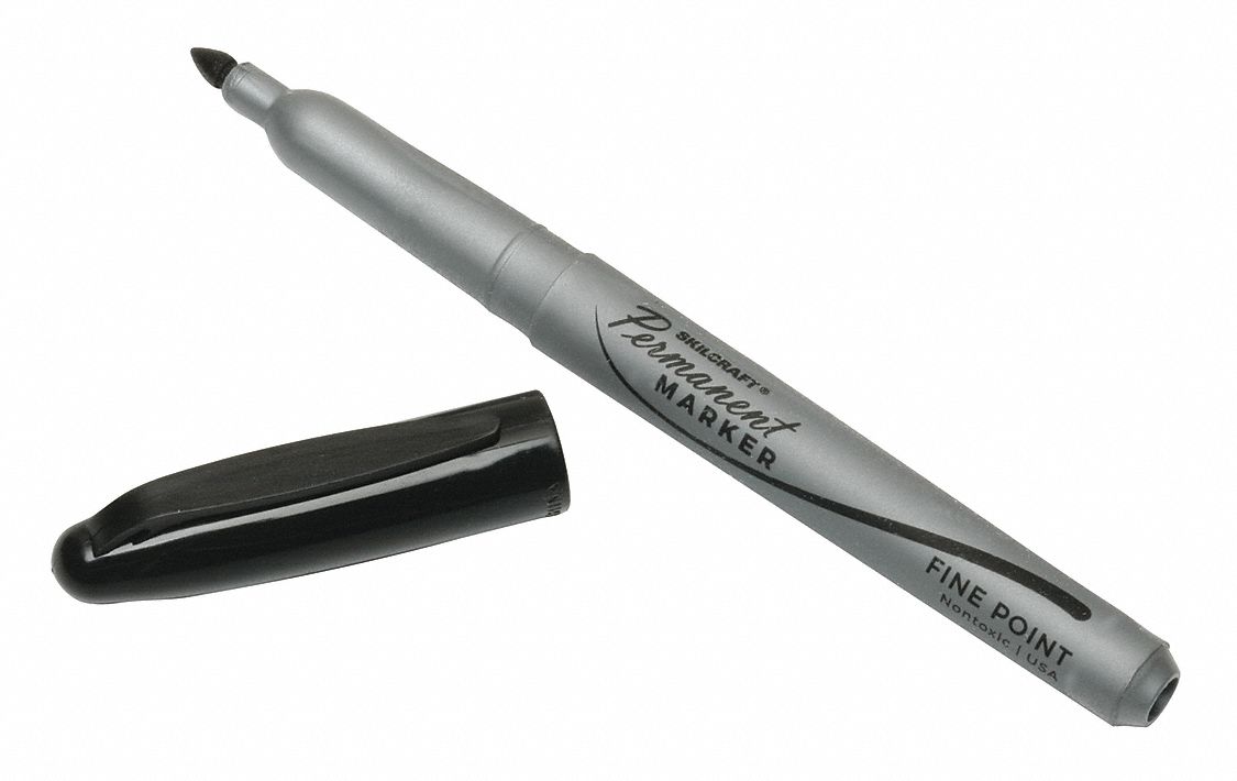 ABILITY ONE Permanent Marker, Black, Black, Marker Tip Bullet, Barrel