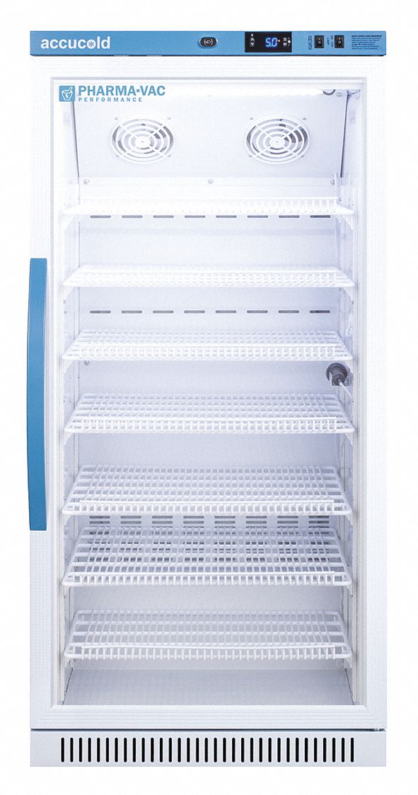 Refrigerator: 8 cu ft, Upright, 2°C to 8°C, 24 3/8 in Overall Dp, 23 3/8 in Overall Wd