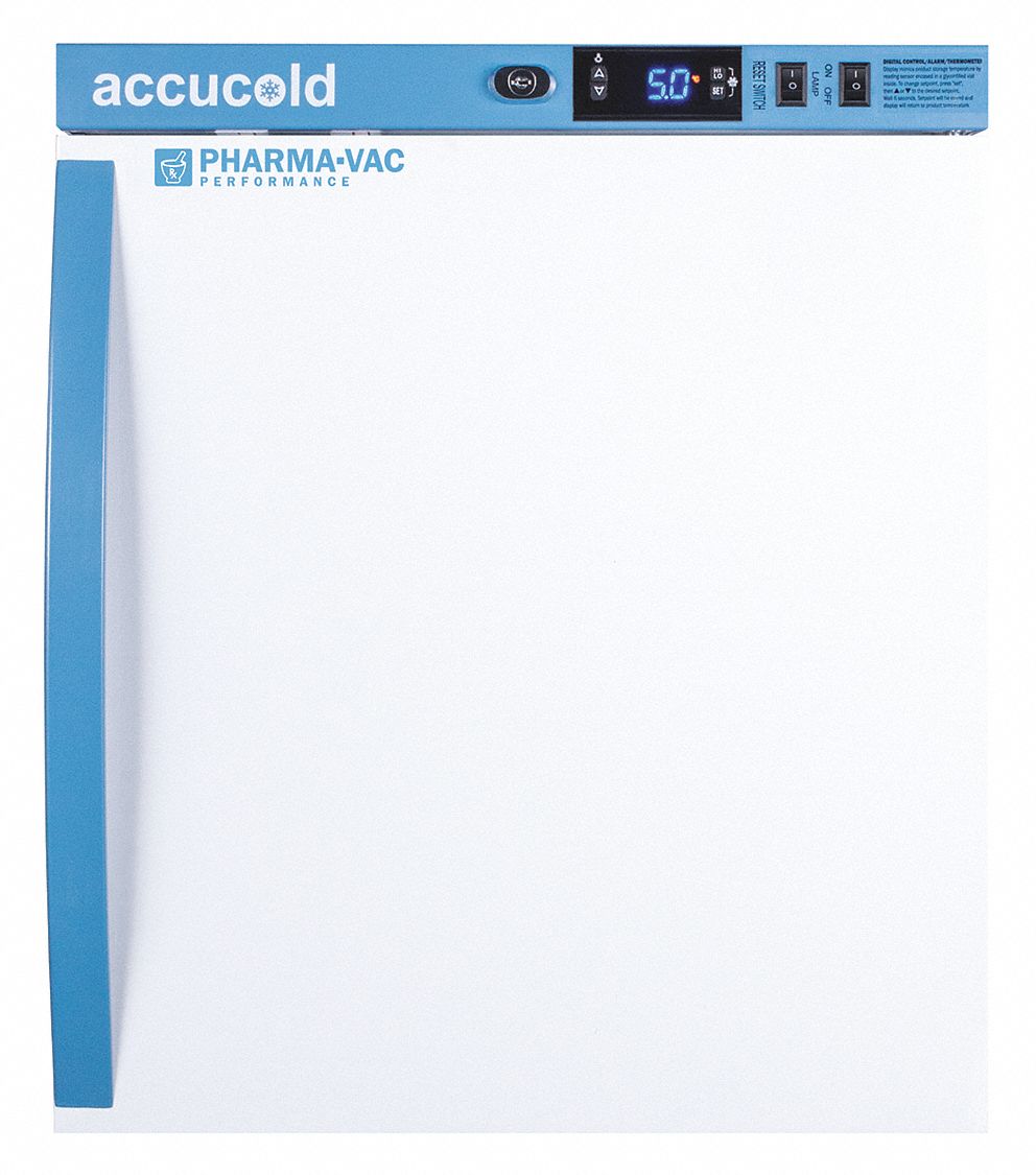 Refrigerator: 1 cu ft, Tabletop, 2°C to 8°C, 19 3/4 in Overall Dp, 17 1/2 in Overall Wd