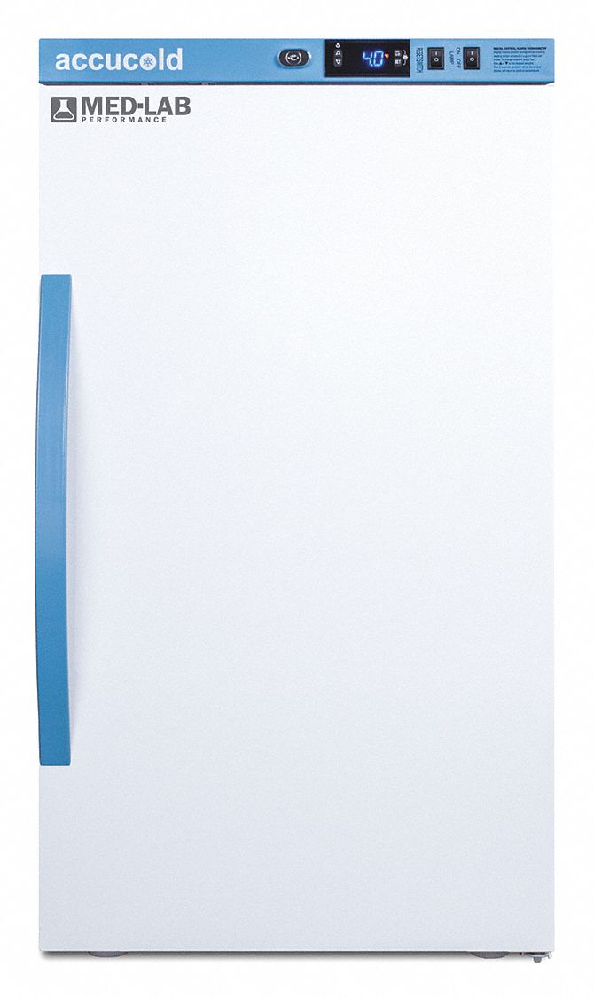 Refrigerator: 3 cu ft, Undercounter, 2°C to 10°C, 19 in Overall Dp, 18 1/2 in Overall Wd