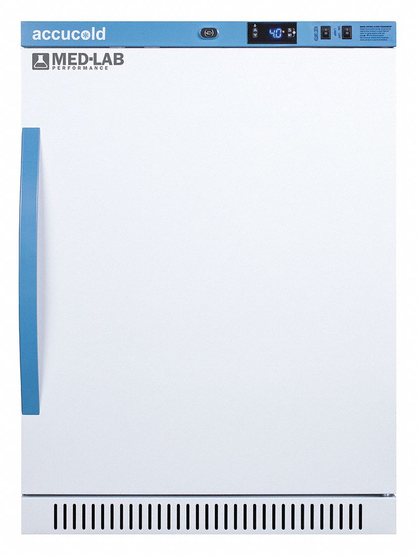 Refrigerator: 6 cu ft, Undercounter, 2°C to 10°C, 24 5/8 in Overall Dp, Swing Solid, R-600a