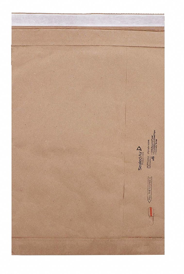 Padded Mailer: 10 1/2 in x 14 1/2 in, 10 1/2 in x 16 in, #5, Recycled Macerated Padding, 100 PK