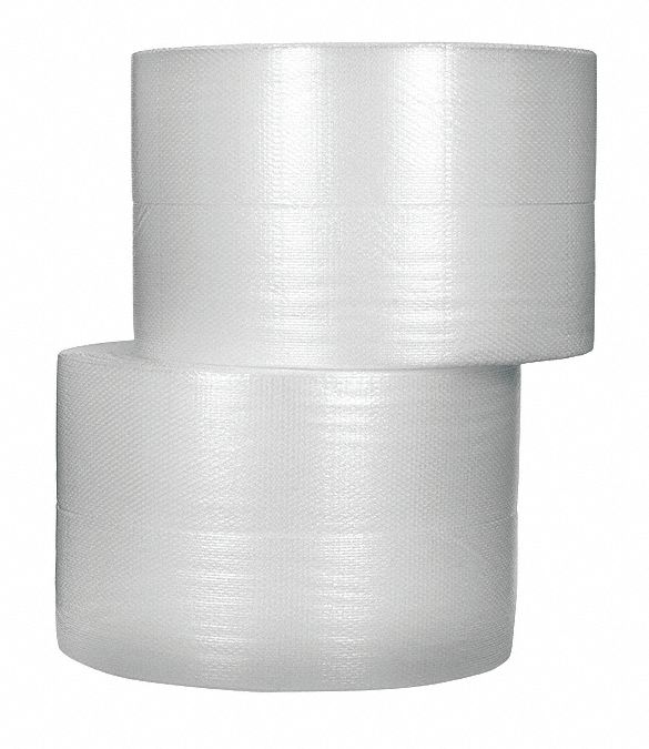 Bubble Rolls: 3/16 in Bubble Size, 24 in Roll Wd, 750 ft Roll Lg, Clear, 2 PK