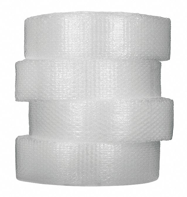 Bubble Rolls: 5/16 in Bubble Size, 12 in Roll Wd, 375 ft Roll Lg, Clear, 4 PK