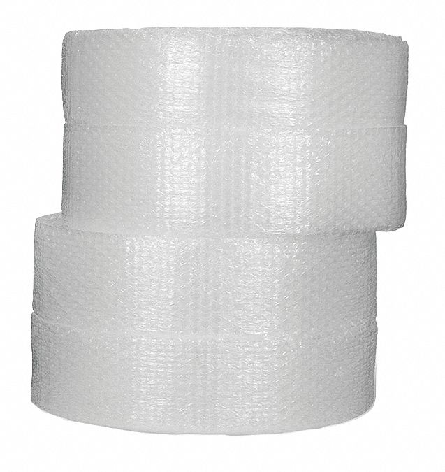 Bubble Rolls: 5/16 in Bubble Size, 24 in Roll Wd, 375 ft Roll Lg, Clear, 2 PK
