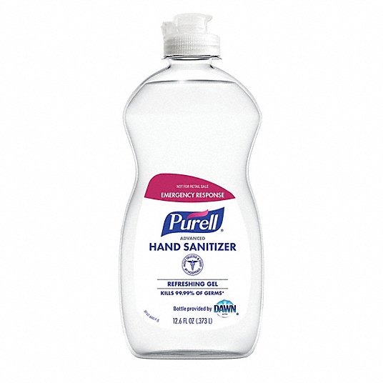 Hand Sanitizer: Pour Bottle, Gel, 12.6 oz Size, Unscented, Purell, Sanitizing, 12 PK