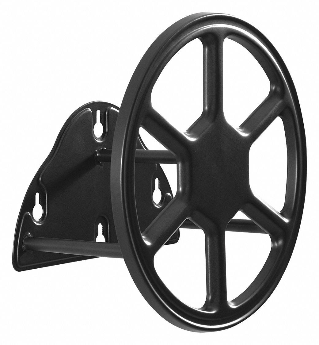 Garden Hose Hanger: 125 ft (5/8 in I.D.), Steel, Black, 12 in L x 6 1/8 in W x 12 in H