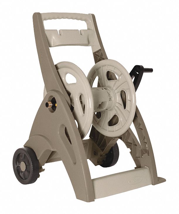 GARDEN HOSE REEL, 175 FT, ⅝ IN ID, 15 IN REEL DIA, TAN, 2 WHEELS, 150 PSI MAX OP PRESSURE