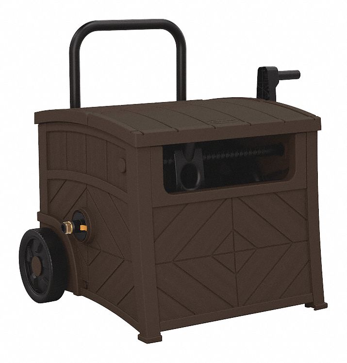 GARDEN HOSE REEL, 150 FT, ⅝ IN ID, 12 IN REEL DIA, BROWN, 2 WHEELS, 150 PSI MAX OP PRESSURE