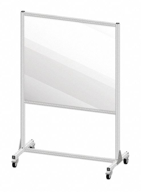 Mobile Partition Shield Panel: 1 Panels, 6 ft 6 in, 4 ft 2 in, Clear