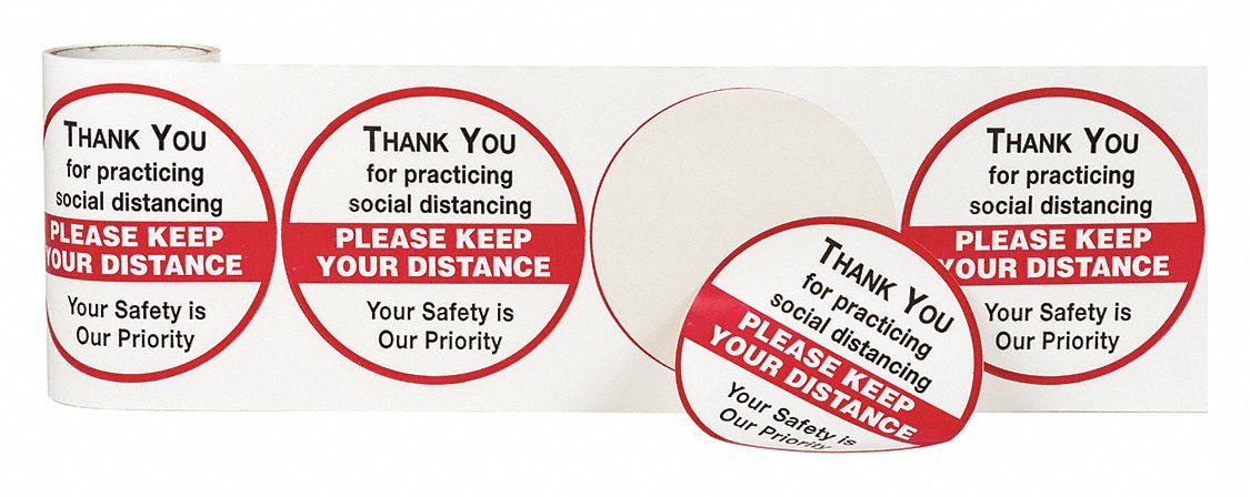 Die Cut Circles: 6 in x 6 in Nominal Sign Size, Adhesive Surface Sign Mounting, Vinyl, White, 50 PK