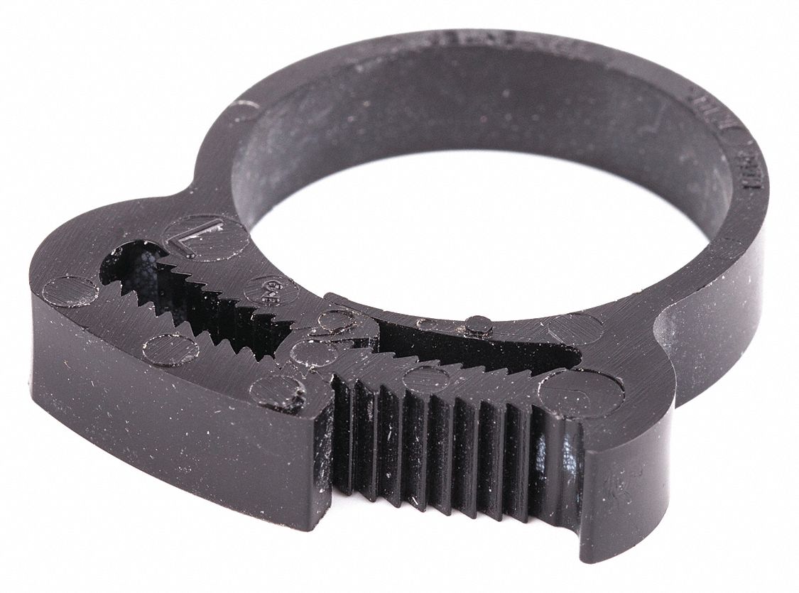 Snap-Hose Clamp, Black, 1.11"Max ID, PK50