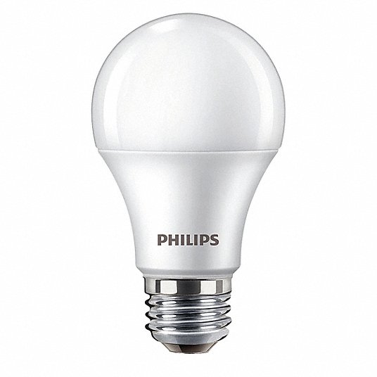 hemisphere Specialist static PHILIPS LED Bulb: A19, Medium Screw (E26), 75W INC, 10 W Watts, 1,000 lm,  LED, Medium Screw - 788UR1|10A19/LED/950/FR/P/ND 4/1FB - Grainger