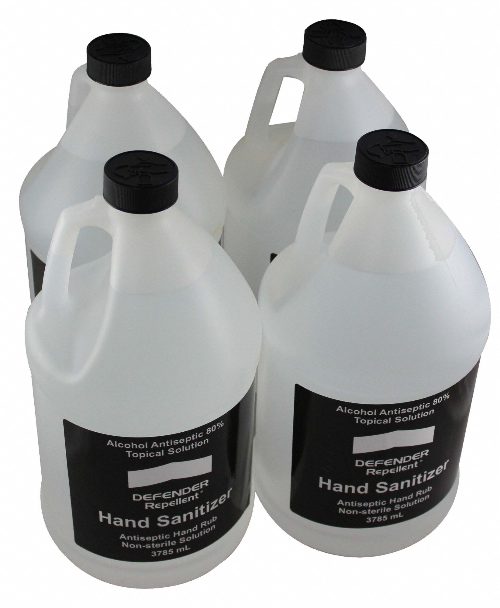 DEFENDER REPELLENT Hand Sanitizer, 1 gal, Jug, Liquid, PK 4 56LX28RT
