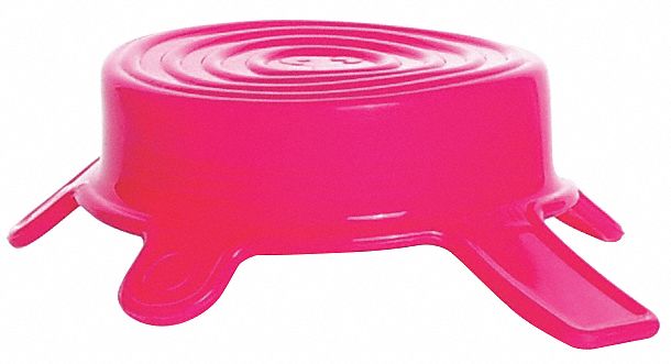Cap: Silicone, 64 mm Dia, 64-79 mm Screw Closure Size, Pink, Unlined, Slip On, Autoclavable