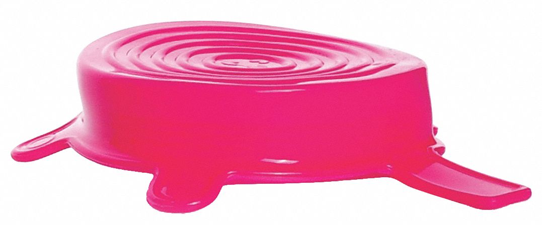 Cap: Silicone, 84 mm Dia, 84-116 mm Screw Closure Size, Pink, Unlined, Slip On, Autoclavable