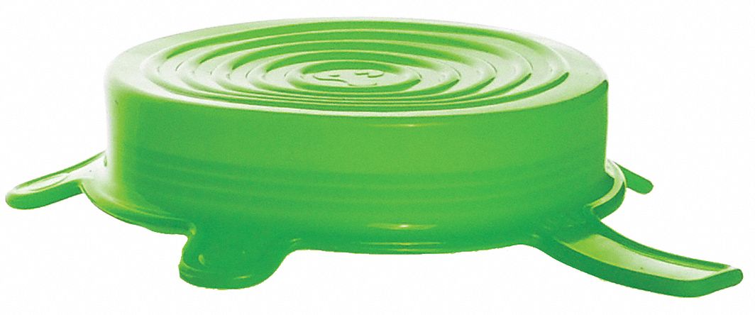 Cap: Silicone, 84 mm Dia, 84-116 mm Screw Closure Size, Green, Unlined, Slip On, Autoclavable