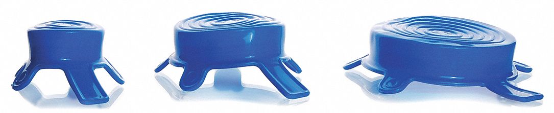 Cap: Silicone, 44 mm_66 mm_84 mm Dia, 44-61 mm/66-79 mm/84-100 mm Screw Closure Size, Blue, Unlined