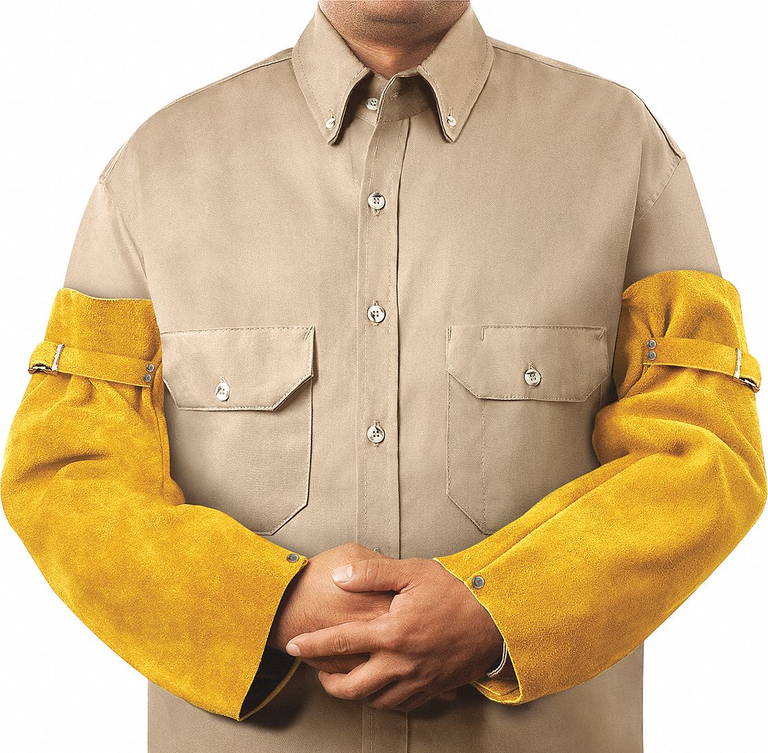 Flame-Resistant Sleeve: 18 in Sleeve Lg, Universal, Brown, Snap Cuff